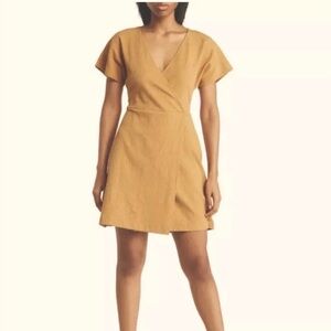 Madewell Cross Front Flutter Sleeve Mini Dress Toffee Brown Size M